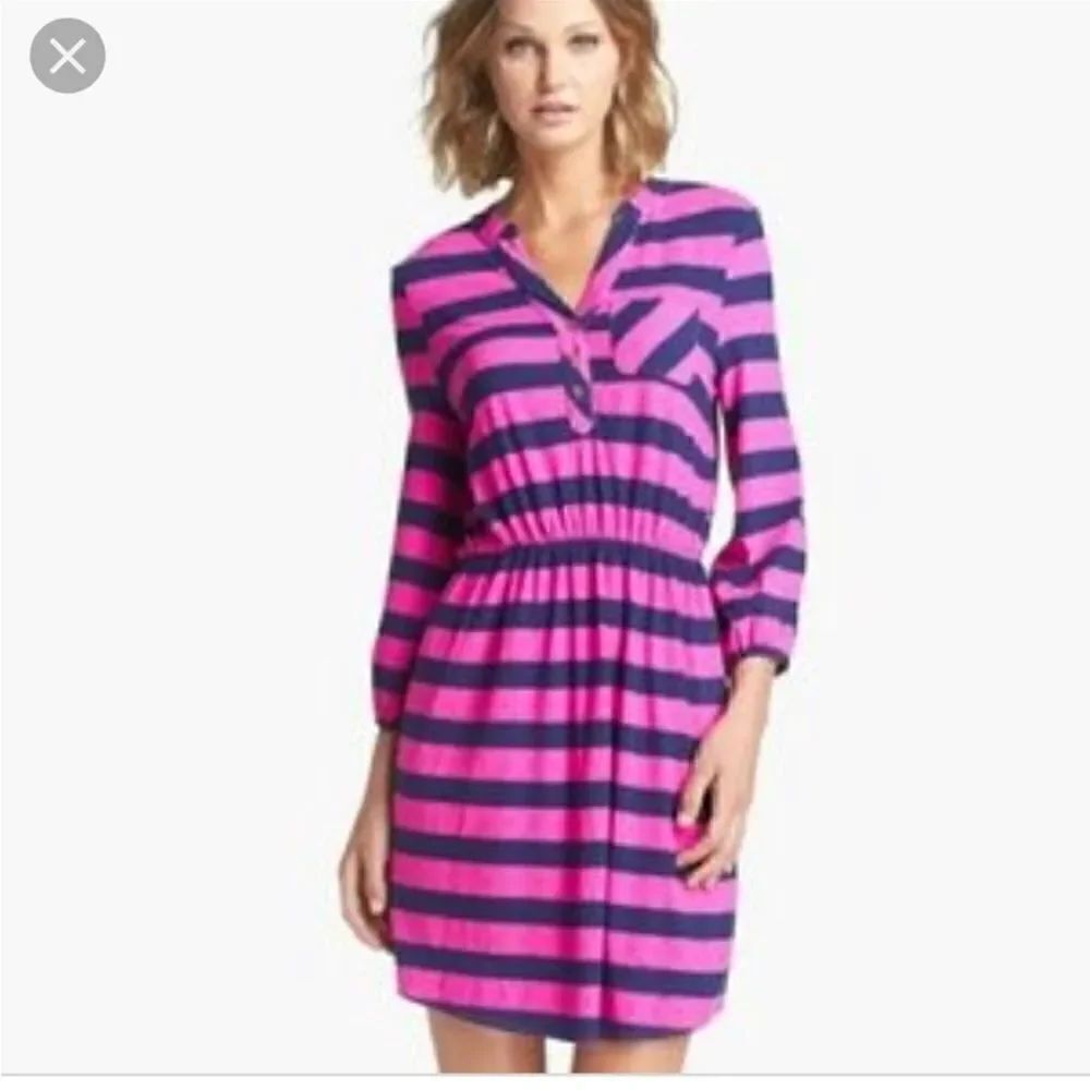 Lilly Pulitzer Beckett Striped Dress in Mambo Pink and Polka Dot Stripe Size XS